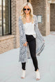 Open Front Leopard Cardigan Cloudy Blue