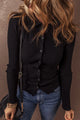 Button Up Collared Neck Cardigan Black