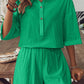 Collared Neck Half Sleeve Top and Shorts Set