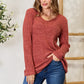 Ribbed V-Neck Long Sleeve T-Shirt