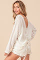 BiBi Waffled Backless Drawstring T-Shirt Off White