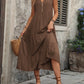 Decorative Button Notched Sleeveless Dress