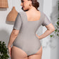 Plus Size Scoop Neck Short Sleeve One-Piece Swimsuit