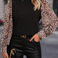 Leopard Mock Neck Lantern Sleeve Blouse