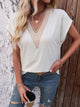 Heathered V-Neck Short Sleeve T-Shirt White