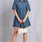 Button Up Collared Neck Tiered Denim Dress