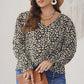 Plus Size Floral Flounce Sleeve Tie-Neck Blouse