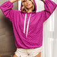 BiBi Brushed Checker Drawstring Long Sleeve Hoodie