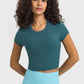 Round Neck Short Sleeve Cropped Sports T-Shirt