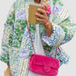 Printed Patchwork Open Front Cardigan with Pockets