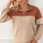 Color Block Quarter Zip Long Sleeve Sweatshirt