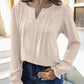 Notched Flounce Sleeve Blouse