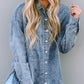 Button Up Dropped Shoulder Denim Top