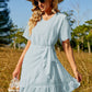 Swiss Dot V-Neck Ruffle Hem Dress