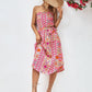 Printed Strapless Tie Belt Dress