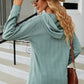 Drawstring Half Button Long Sleeve Hoodie