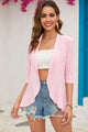 Eyelet Open Front Cardigan Blush Pink