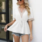 V-Neck Puff Sleeve Babydoll Top