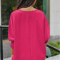 Round Neck Dolman Sleeve Textured Blouse