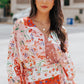 Floral Belted Surplice Blouse