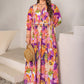 Plus Size Printed Tie Neck Maxi Dress