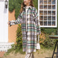 MeiMei Plaid Button Up Dropped Shoulder Coat