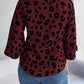 Tied Button Up Leopard V-Neck Blouse