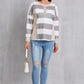 Striped Exposed Seam Buttoned T-Shirt