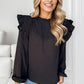 Ruffled Mock Neck Balloon Sleeve Blouse