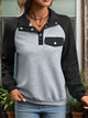 Perfee Contrast Textured Long Sleeve Sweatshirt Light Gray