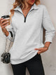 Mandy Zip-Up Dropped Shoulder Sweatshirt Light Gray