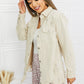 American Bazi Full Size Distressed Button Down Denim Jacket in Sand