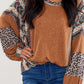 Leopard Round Neck Long Sleeve Sweatshirt