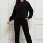 Corduroy Round Neck Sweatshirt and Sweatpants Set