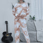 Tie-dye Round Neck Top and Drawstring Pants Lounge Set