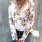 Printed V-Neck Long Sleeve Blouse