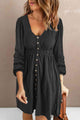 Scoop Neck Empire Waist Long Sleeve Mini Dress Black