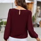 Round Neck Long Sleeve Blouse