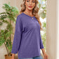 Round Neck Long Sleeve Drop Shoulder Blouse