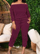 Off-Shoulder Top and Pants Set Burgundy
