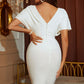 Beaded Dolman Sleeve Surplice Bodycon Dress