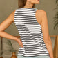 Buttoned Striped Wide Strap Tank