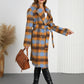 Tied Plaid Collared Neck Coat