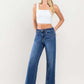 Lovervet High Rise Clean Cut Raw Hem Wide Jeans