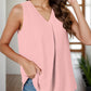 Full Size Ruched V-Neck Tank