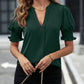 Notched Short Sleeve Blouse