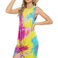 Tie-Dye Twisted Round Neck Sleeveless Dress