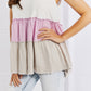 White Birch Full Size Watching the Sunset Color Block Babydoll Top