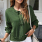 Exposed Seam Half Button Long Sleeve Sweatshirt