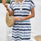 Striped V-Neck Short Sleeve Dress